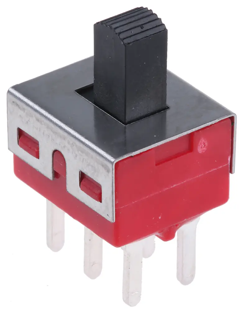 Interruptor de actuador deslizante DPDT, Enclavamiento, 5 28 V dc, actuador superior, Montaje en PCB