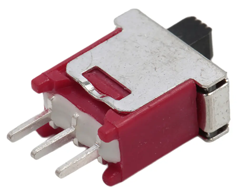 Interruptor de actuador deslizante SPDT, Enclavamiento, 3 120 V ac, actuador superior, Montaje en PCB