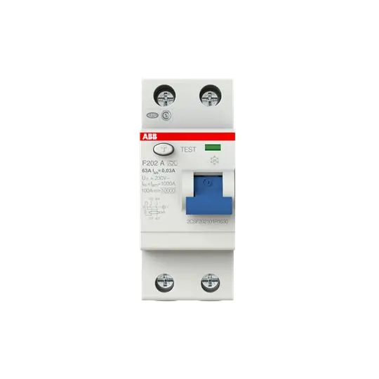 Interruptor diferencial ABB, 63A Tipo , 2 Polos, 30mA 230V ac | 2CSF202101R1630 F202 -63/0.03