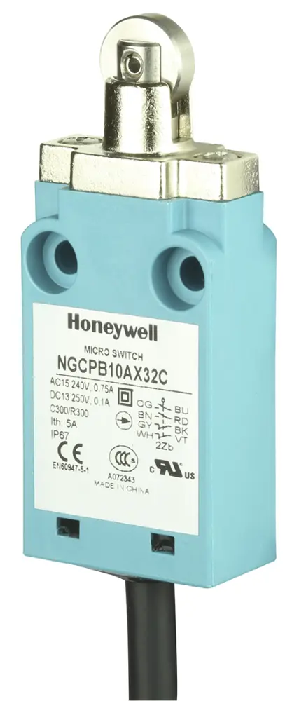 Final de carrera con Pulsador con roldana Honeywell NGC, DPDT, 2 NA / 2 NC, 10mA, IP67 | NGCPB50AX32C