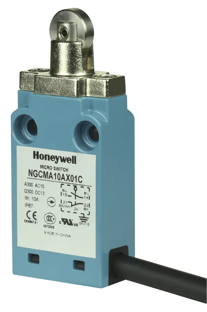 Final de carrera con Pulsador con roldana Honeywell NGC, DPDT, 2 NA / 2 NC, 10mA, IP67 | NGCMA50AX32C