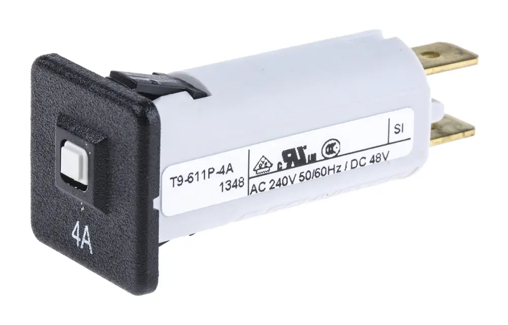 Disyuntor magnético térmico Schurter de 1 polo, 32 V dc, 240V ac, 4A | 4404.0001