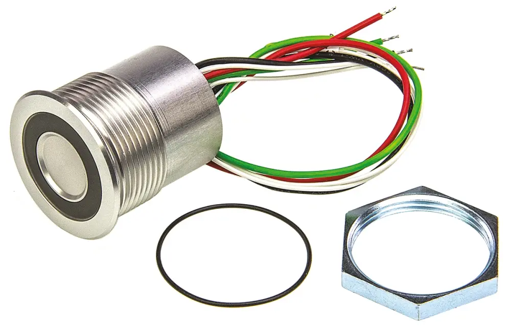 Interruptor piezo, 100 mA 24 V dc SPST, Terminales de Orificio Pasante IP67, -40 → +85°C | 1241.3012 Schurter