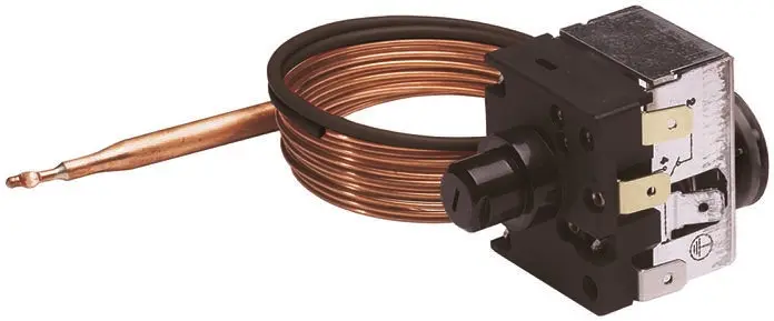 Termostato capilar Jumo, NC, 400V, 16A, Conexión rápida | 602031/81-666-000-00-2000-40-10-6-40-13-460/707,