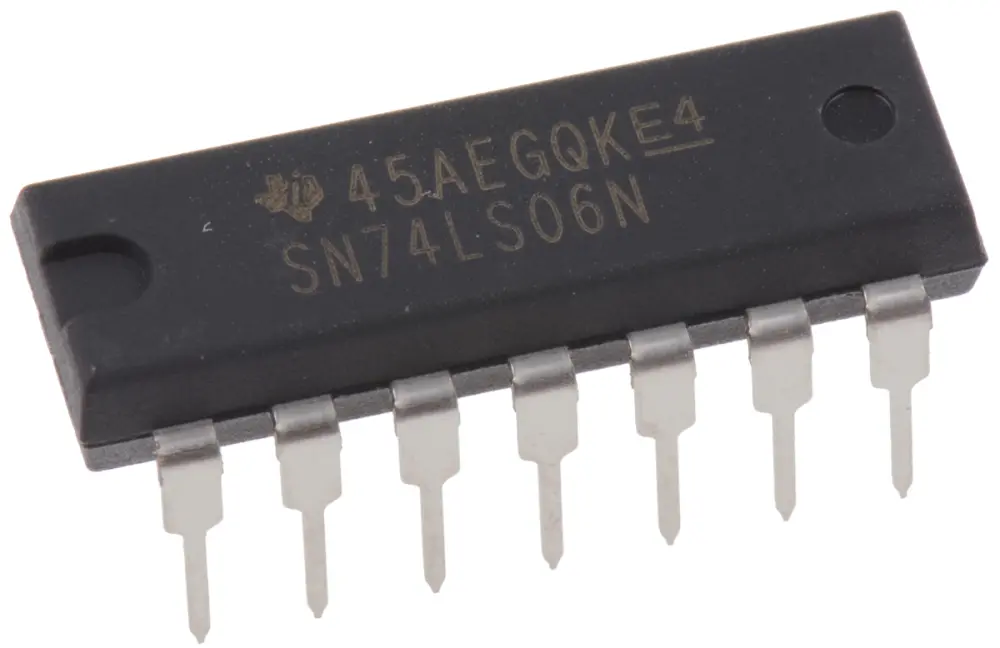 Inversor, SN74LS06N, Búfer inversor, Colector Abierto Hex canales PDIP 14 pines LS No Texas Instruments
