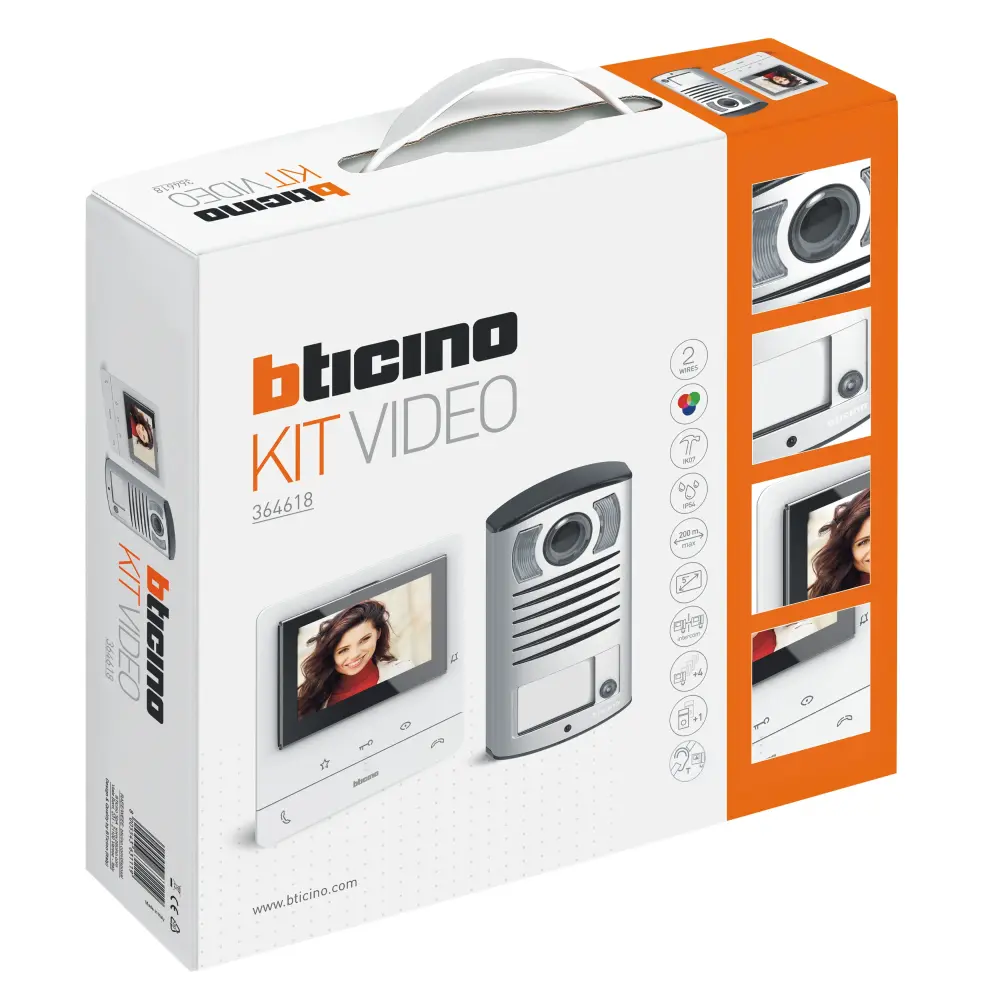 Bticino Kit portier vidéo couleur Classe 100 écran 5 pouces et boucle inductive Blanc 364618