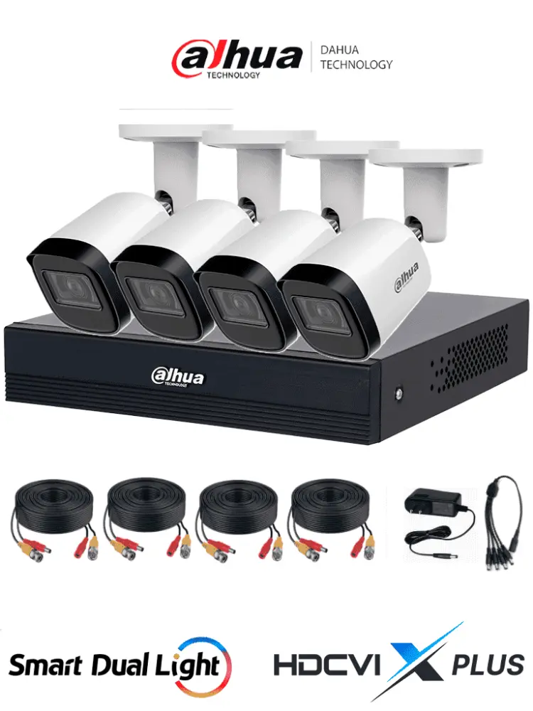 DAHUA DHI-KIT/XVR1B04-I/T/4-B2A21N-U-IL-0280B - Kit 4 Canales 2 MP/ DVR Cooper-U WizSense con IA/ Cámaras B2A21N-U-IL-028...