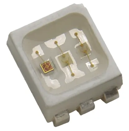 LED Broadcom, Verde, Rojo, 470 / 530 / 622 nm, Vf= 2,1 V, 3,2 V, 120°, mont. superficial, encapsulado PLCC 6 de 6 pines |...