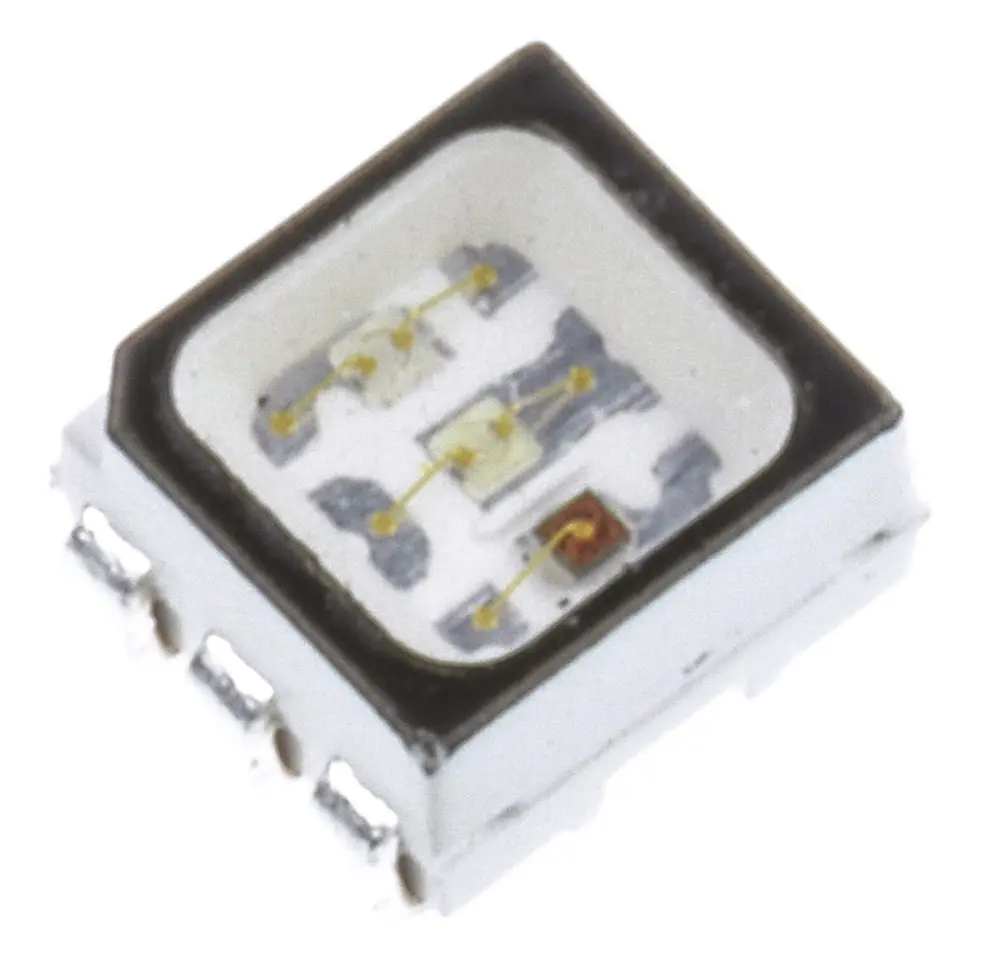 LED Broadcom, Verde, Rojo, 470 / 530 / 622 nm, Vf= 2,1 V, 3,2 V, 120°, mont. superficial, encapsulado PLCC 6 de 6 pines |...