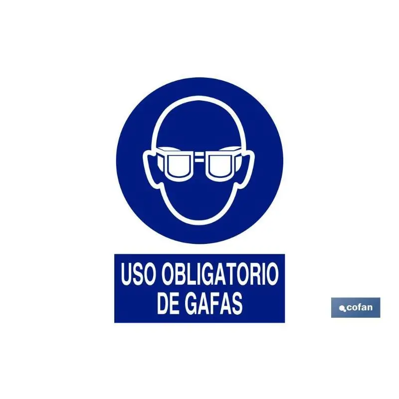 Señal poliestireno 420x297mm. Uso obligatorio de gafas con Transformador de 12V