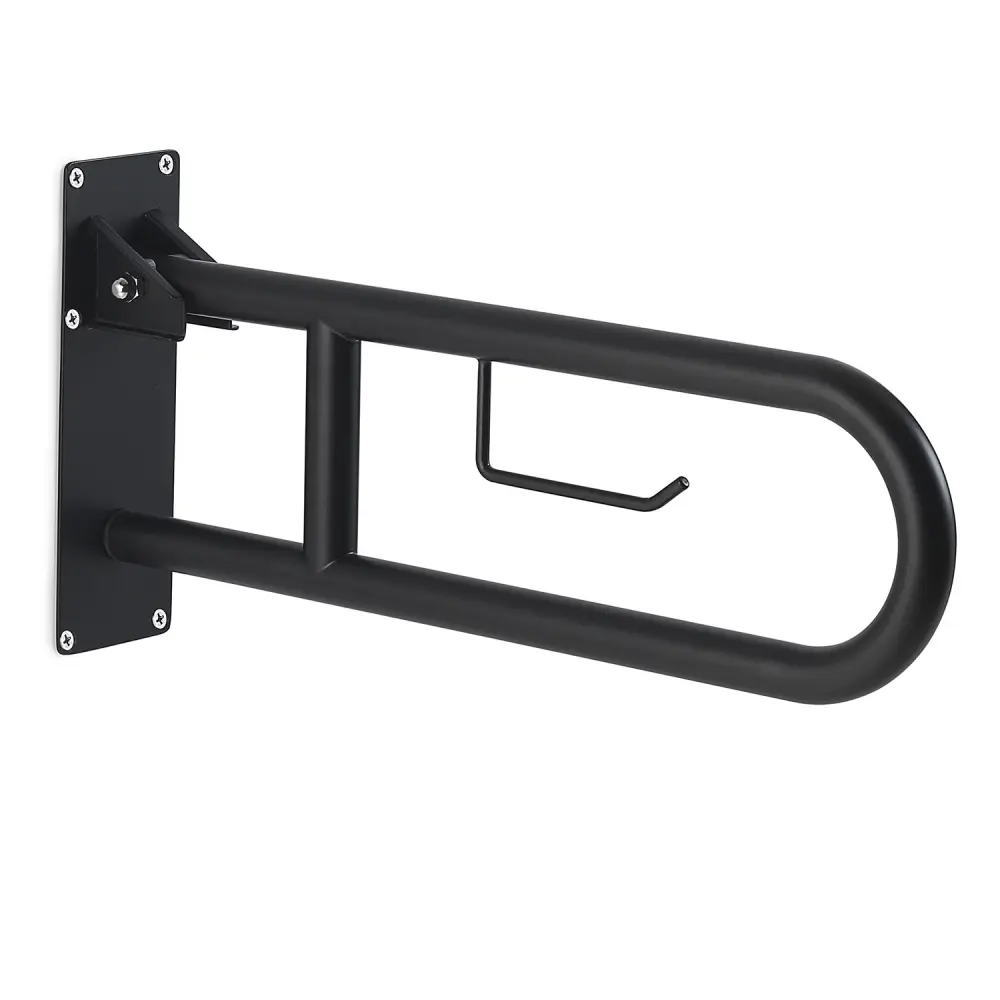 Appoggio ribaltabile con portarotolo modello Snug di Gedy - Nero Matt