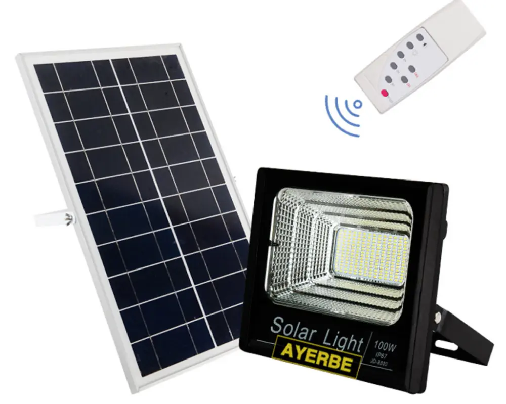 Ayerbe - 620675 - foco solar 200 w con sensor y mando distancia con Indicador de Carga LED