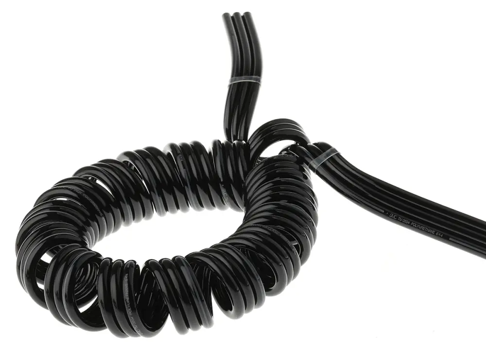 Manguera en espiral SMC serie TCU de poliuretano Negro, longitud máx. 1m | TCU0604B-3