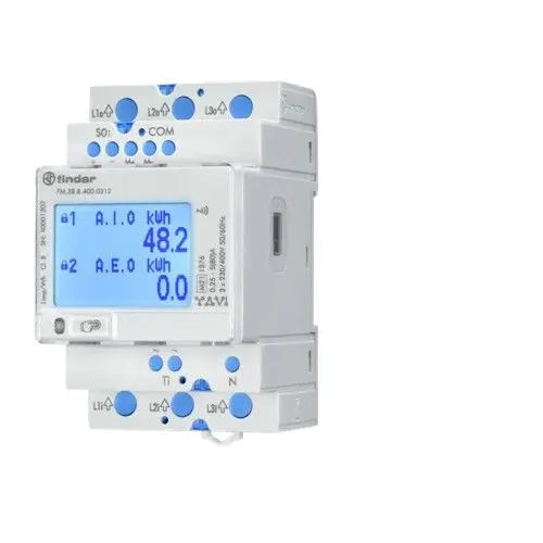 Medidor de energí Finder serie 7M, display LCD, con 7 dígitos, 3 fases, dim. 52.5mm x 95.4mm | 7M.38.8.400.0312
