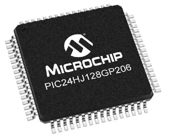 Microcontrolador Microchip PIC24HJ128GP206-I/PT, núcleo PIC, TQFP de 64 pines