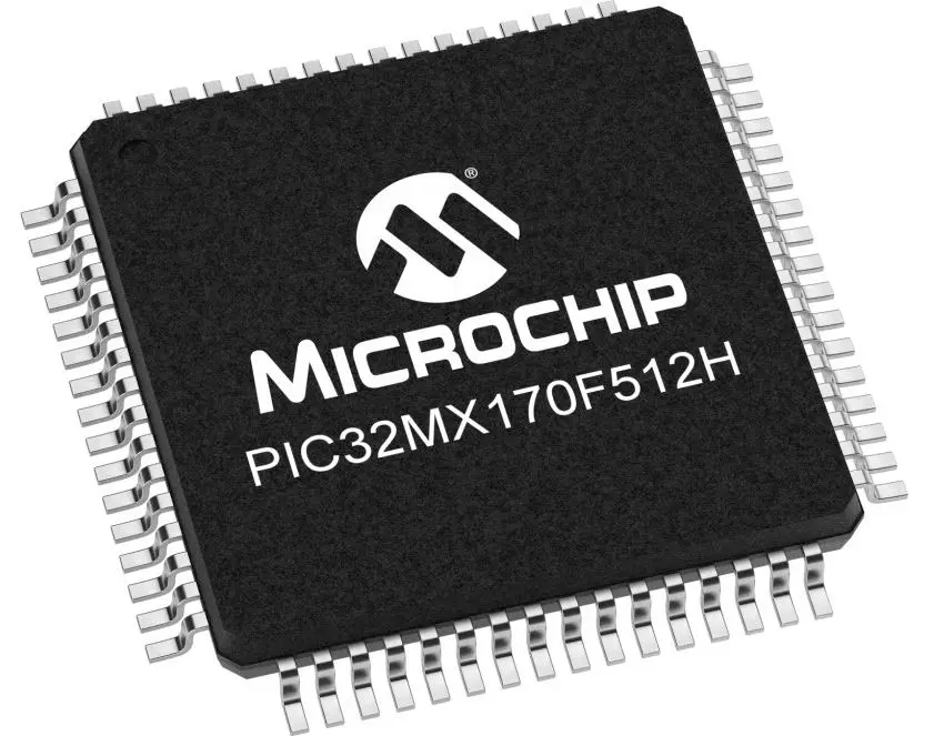 Microcontrolador Microchip PIC32MX170F512H-I/PT, núcleo PIC, TQFP de 64 pines