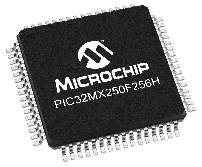 Microcontrolador Microchip PIC32MX250F256H-I/PT, núcleo PIC, TQFP de 64 pines