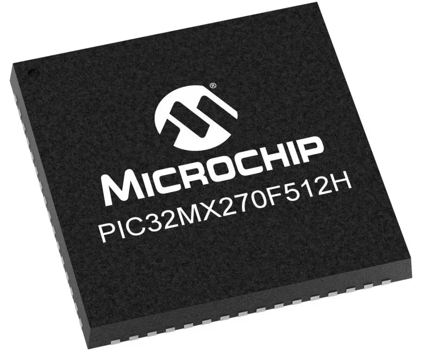 Microcontrolador Microchip PIC32MX270F512H-I/MR, núcleo PIC, QFN de 64 pines