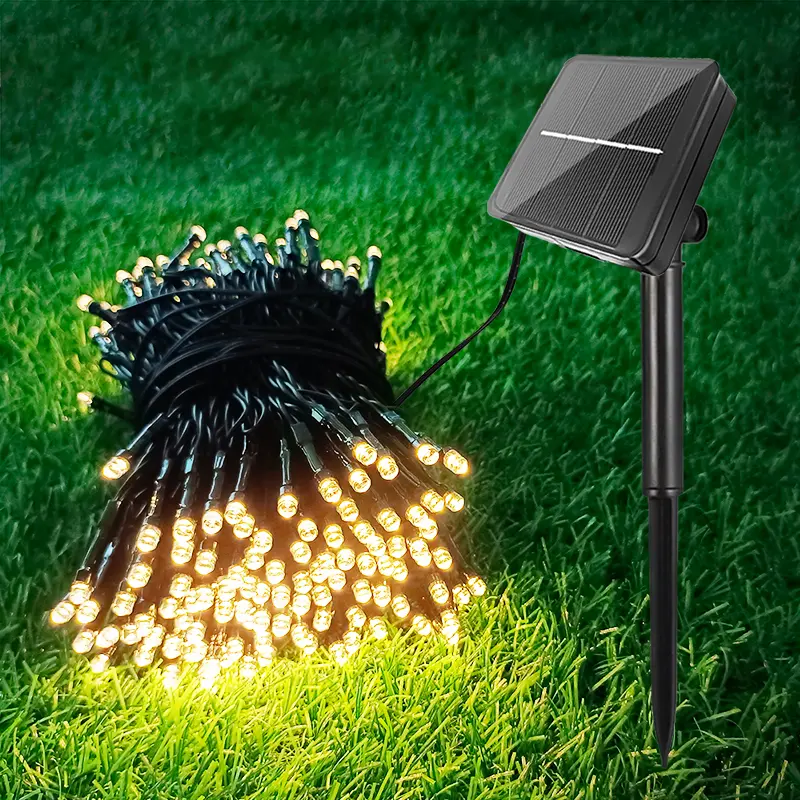 Guirnalda LED solar 20m 200LED 8 modos, blanco 3000k, baterí recargable