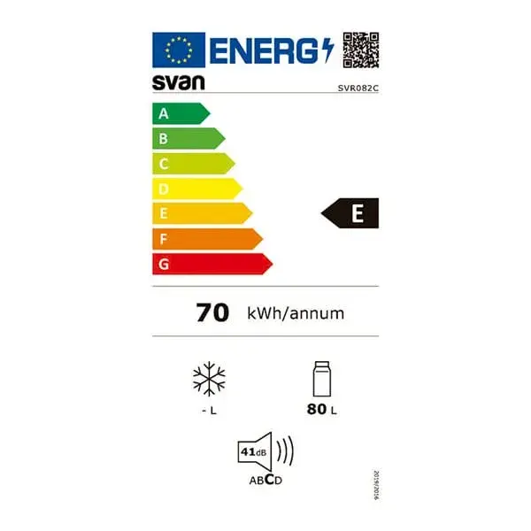 Refrigerador Svan SVR082C E puerta de cristal 80L 41dB negro 84x44x47,4 cm