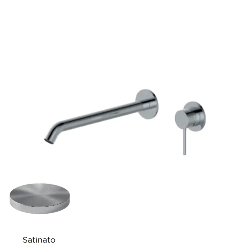Miscelatore monocomando lavabo murale RubiFlux serie Regal canna 25 cm - Cromo spazzolato