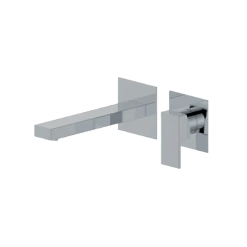 Miscelatore monocomando lavabo murale RubiFlux serie Rose canna 20 cm - Cromo