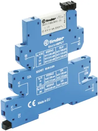 Relé modular Finder 39 Series, SPDT, 12V ac/dc, para carril DIN | 39.41.0.012.5060