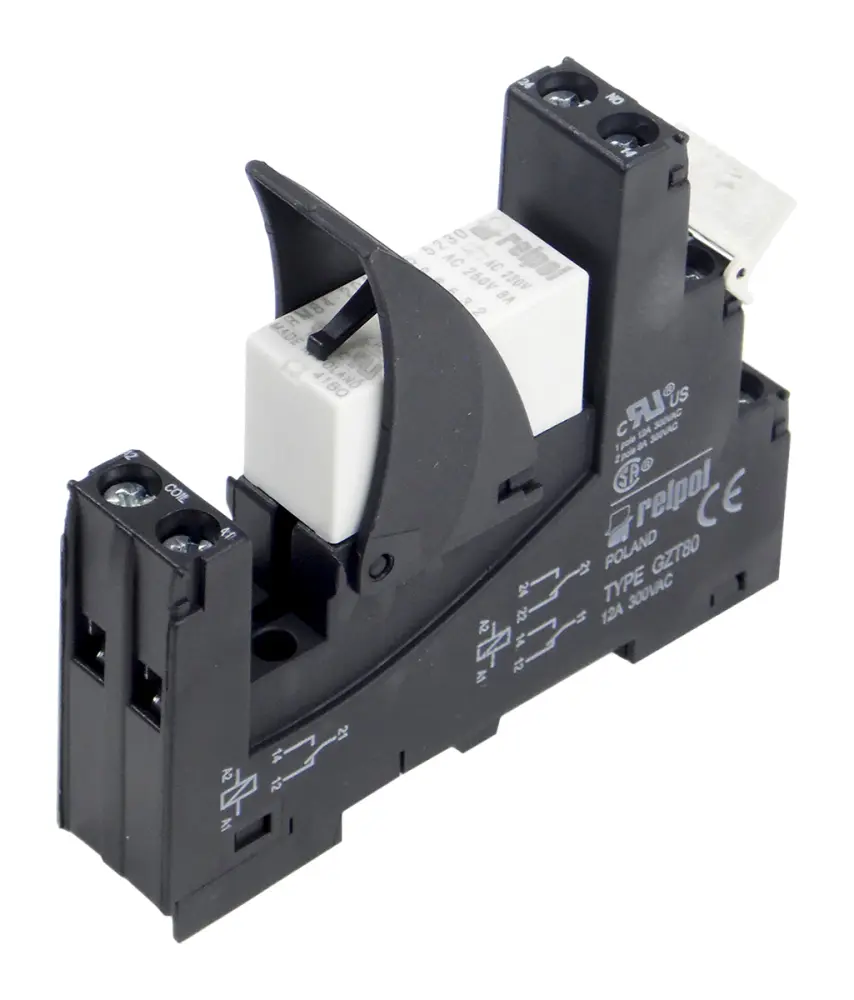 Relé modular Relpol, DPDT, 230V ac, para carril DIN | RM2-00T-230A