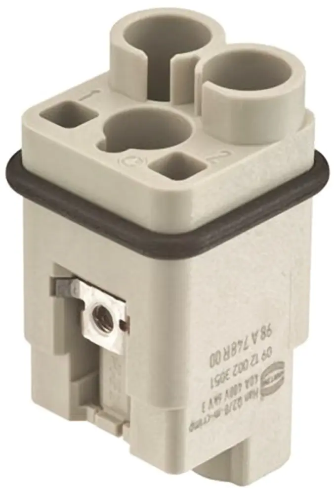 Inserto de conector de potencia HARTING Macho, serie HAN Q, configuración 2P+E | 9120023051