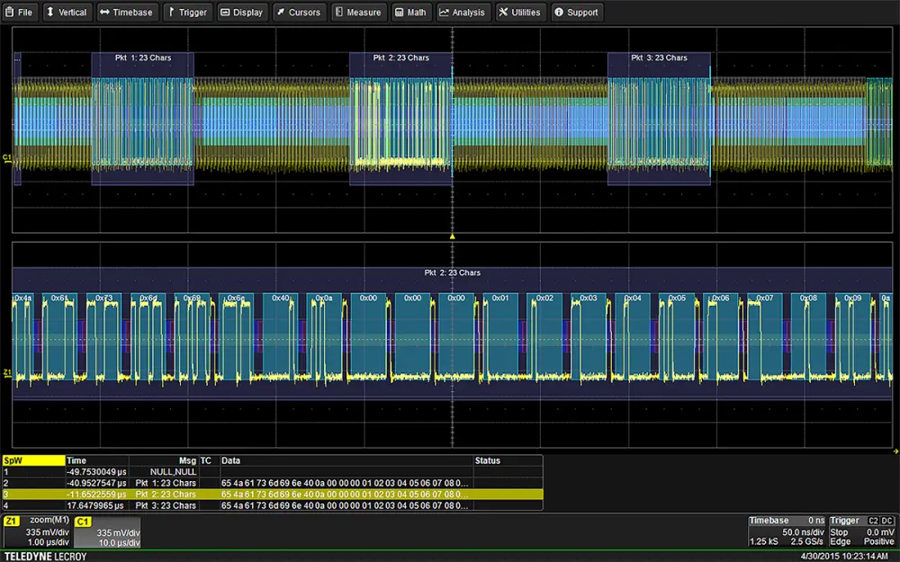 Módulo de osciloscopio Teledyne LeCroy, para utilizar con Serie HDO4000 | HDO4K-SPACEWIREBUS D