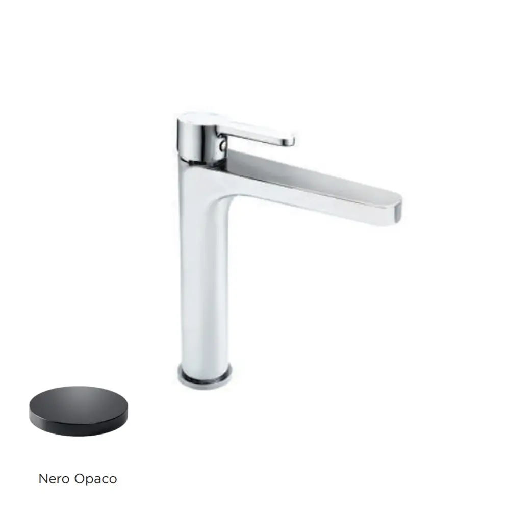 Mezclador monomando lavabo largo RubiFlux serie Lume - Negro Opaco