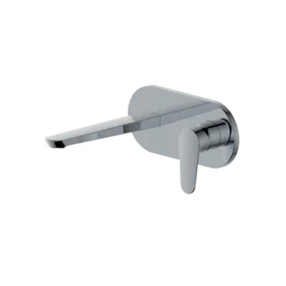 Mezclador monomando lavabo mural con placa RubiFlux serie Ampra caño 20 cm - Cromo con Lentes Recubiertos de Bario