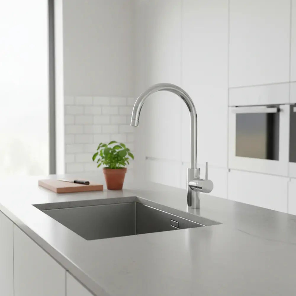Mezclador monomando para fregadero serie Eurosmart Grohe cromado con Baterí Recargable