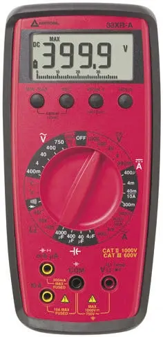 Multímetro Amprobe 33XRA, calibrado UKAS, 750V ac/1000V dc, 10A ac/10A dc, CAT II, CAT III | 33XR-