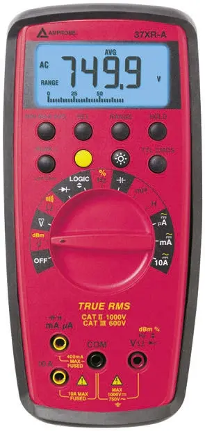 Multímetro Amprobe 37XRA, calibrado UKAS, 750V ac/1000V dc, 10A ac/10A dc, TRMS, CAT II, CAT III | 37XR-
