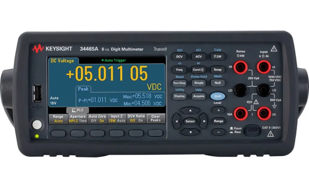 Multímetro de banco Keysight Technologies 34465 , calibrado RS, 1000V ac/1000V dc, 10A ac/10A dc, TRMS, CAT II | 34465A