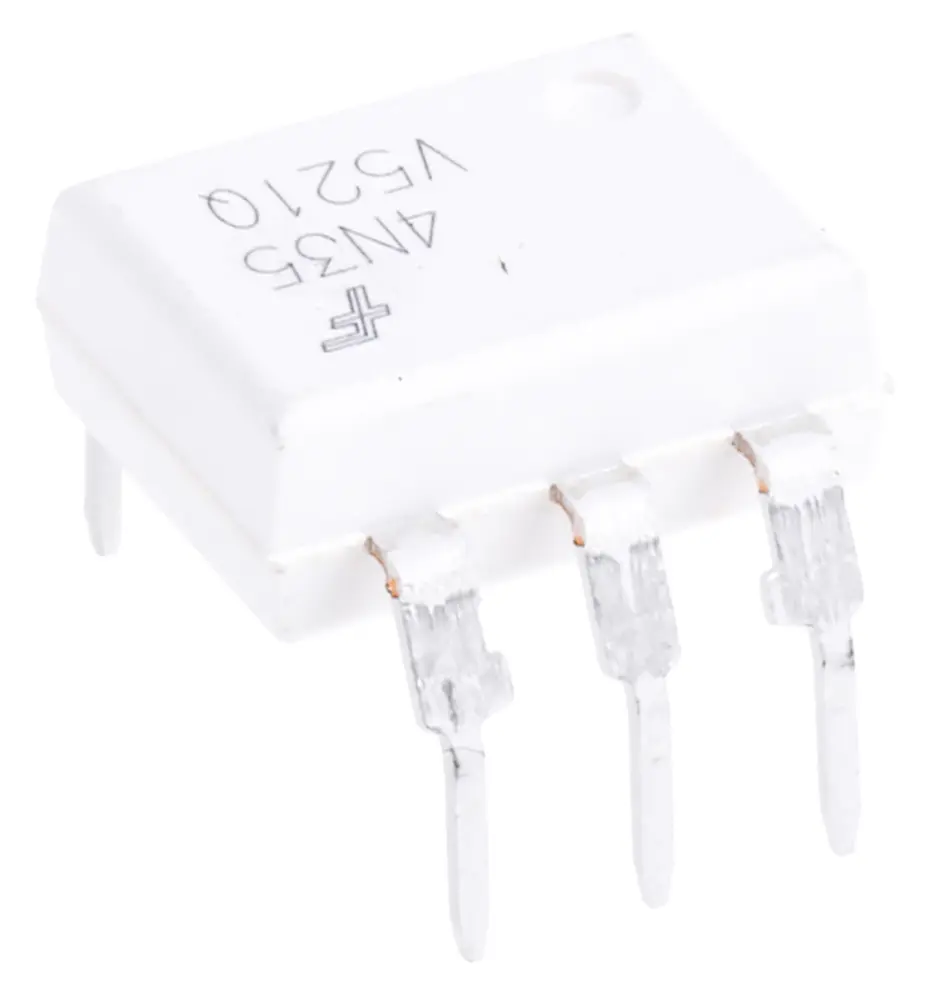 Optoacoplador onsemi 4N35 de 1 canal, Vf= 1.5V, Viso= 7,5 kVrms, . DC, OUT. Transistor, mont. pasante, encapsulado | 4N35TVM