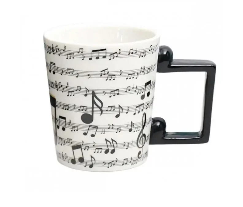 Taza Notas Musicales Asa con Forma de Corchea Blanca y Negra - I-Total