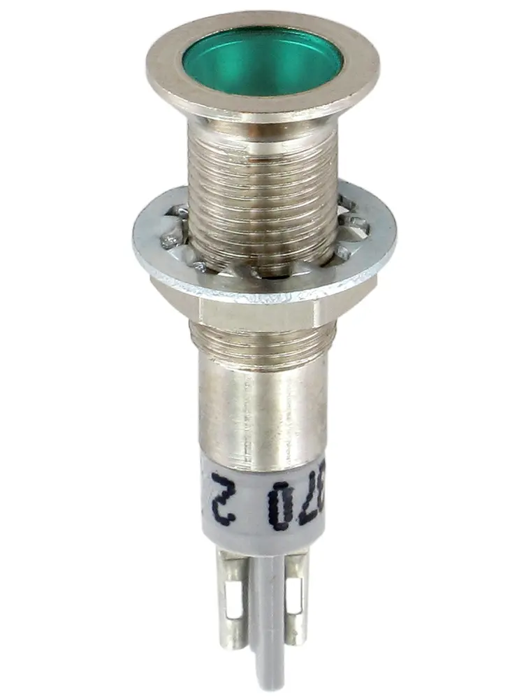 Indicador LED Sloan, Verde, Ø montaje 6.4mm, 2.1V dc, 20mA, 14mcd | 194 S018G2G3700 VERT