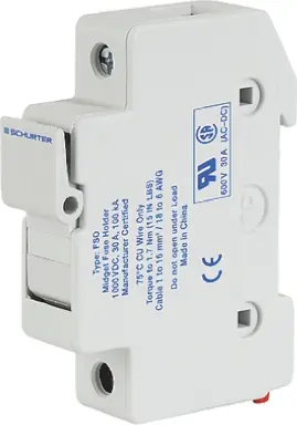 Portafusibles para montaje en carril Schurter 30A para 10 x 38mm 2P Polos 600V ac | 91.0002