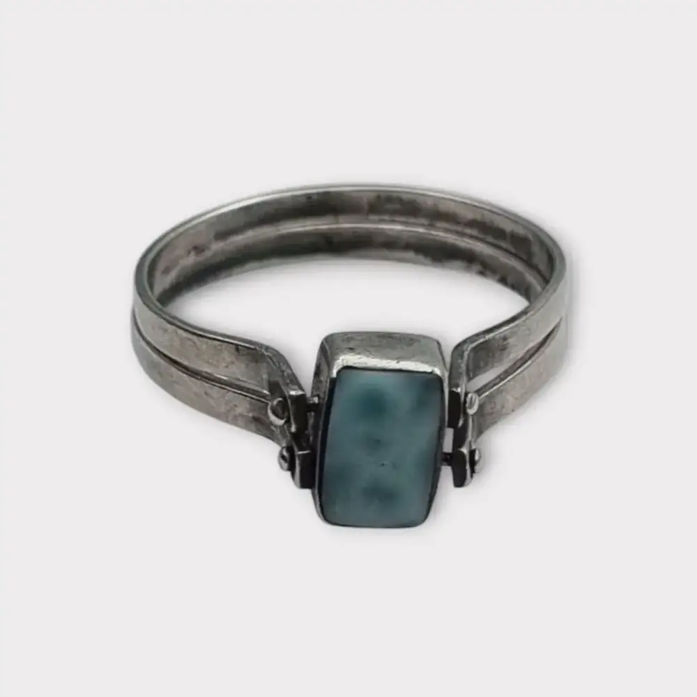 Anillo Doble de Plata 925 con Piedra Puro, Diseño 2 en 1, Estilo Bohemio Chic, Regalos para Mujer Cultura Vintage ños 90.