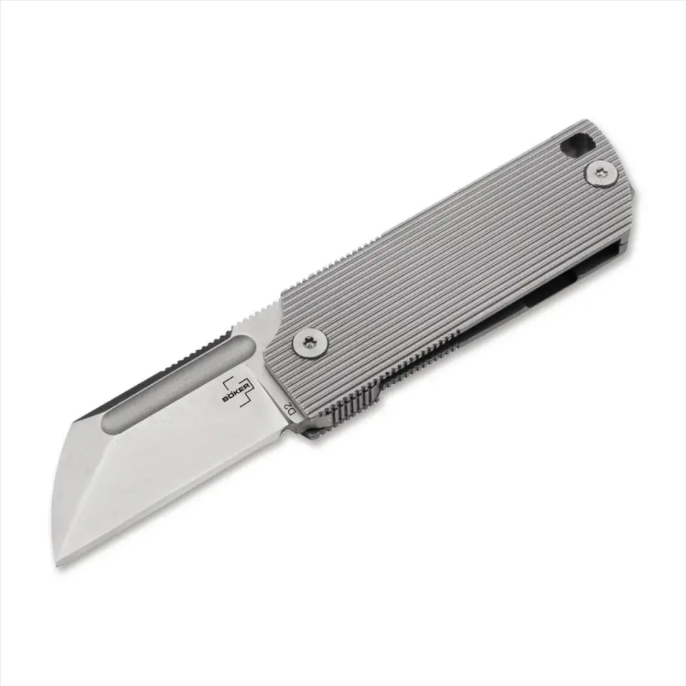 Boker Plus BabyX Navaja de bolsillo plegable Hoja D2 Mango de acero inoxidable Gris