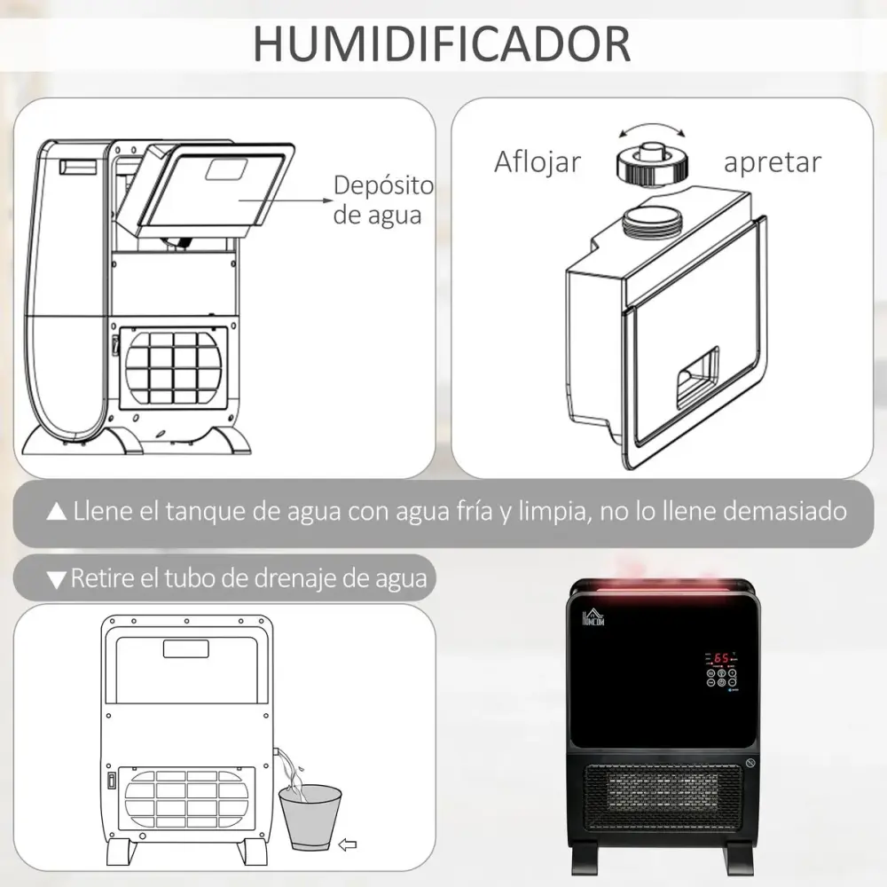 Calefactor portátil 2 en 1 Abrigado Winter Homcom 2000W mando distancia negro