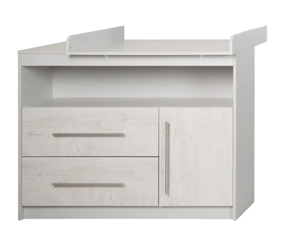 Cómoda para transformar 'Maren 2' con cambiador, 1 cajón, 1 puerta, 1 compartimento, gris claro/blanco