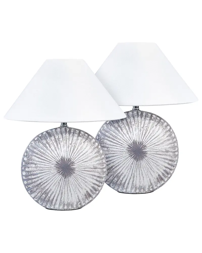 Conjunto de 2 lámparas de mesa yuna cerámica plateado