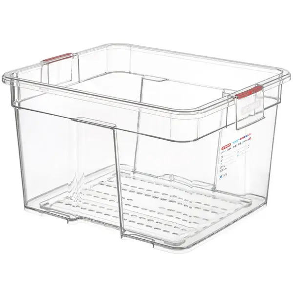 Contenedor GN 2/1 90 Lt 65 X 53 X 38 Cm Perforado Plastico Abs Transparente
