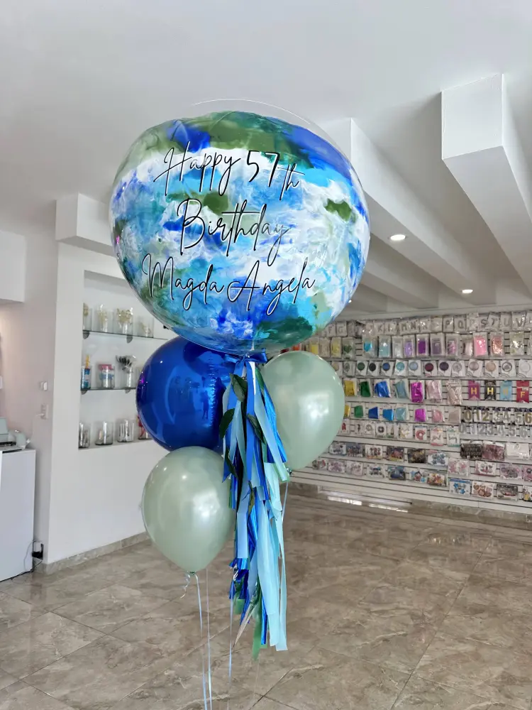 Globo Burbuja + 1 Orbz Chico + 2 Globos Látex