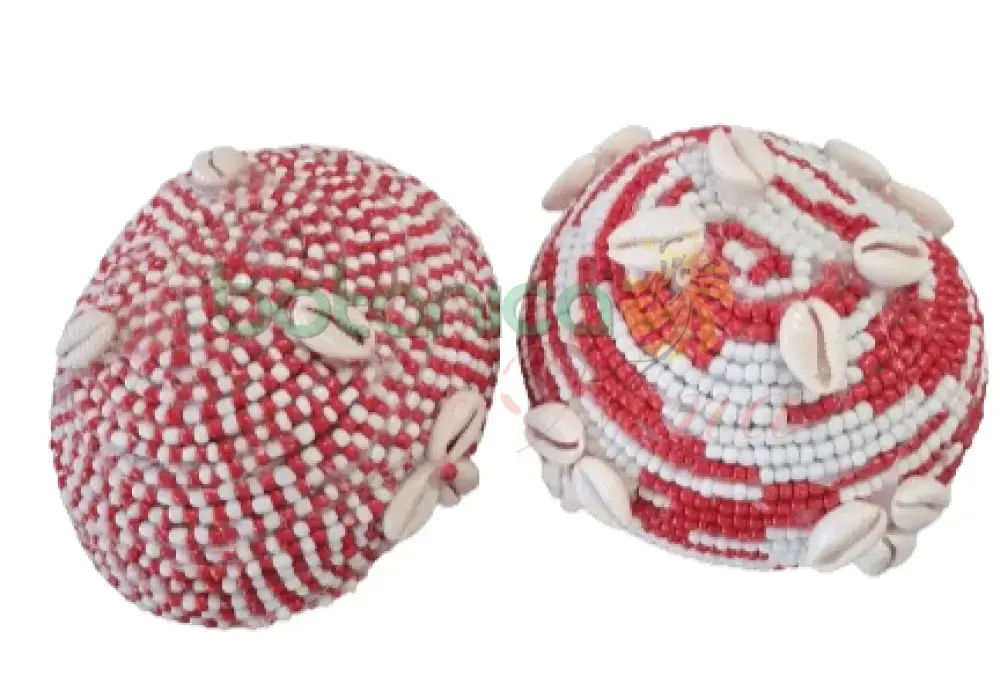 Jicara Guira Forrada en cuentas de Shango 5" Amplio x 2"Alto aprox.