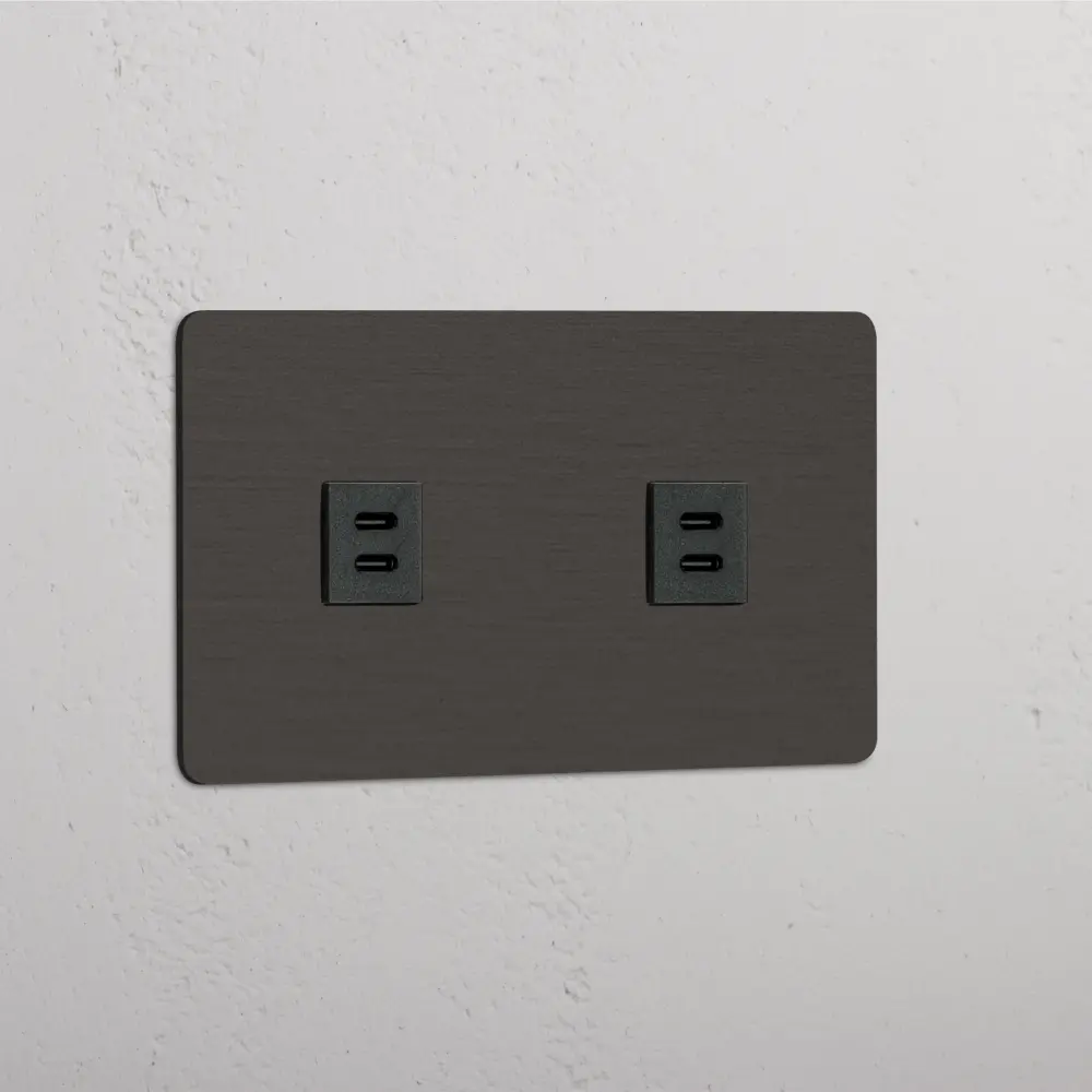 Kew Prise USB-C 30 W x2 (Plaque Double) - Bronce | Noir