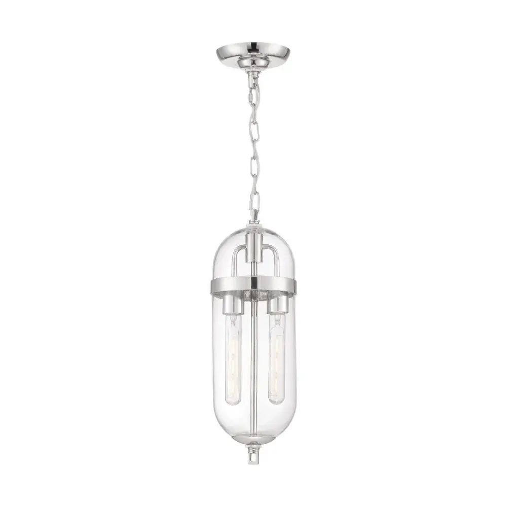 Lampara colgante fathom 2 luces niquel pulido satco